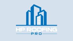 Hp roofing pro logo on a blue background.