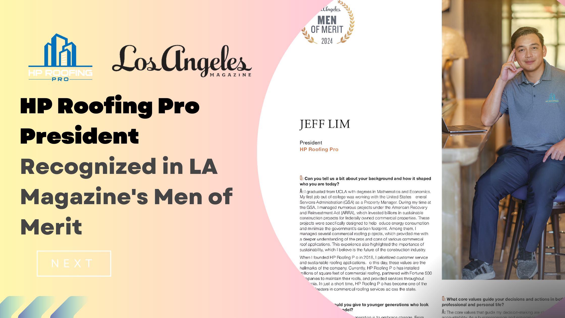 HP Roofing Pro President Recognized in LA Magazine’s Men of Merit